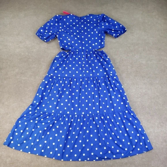 NWT Lilly Pulitzer Lyssa Dress Size 12 Blue Grotto Hunter Spot Cutout Tiered - Picture 14 of 15